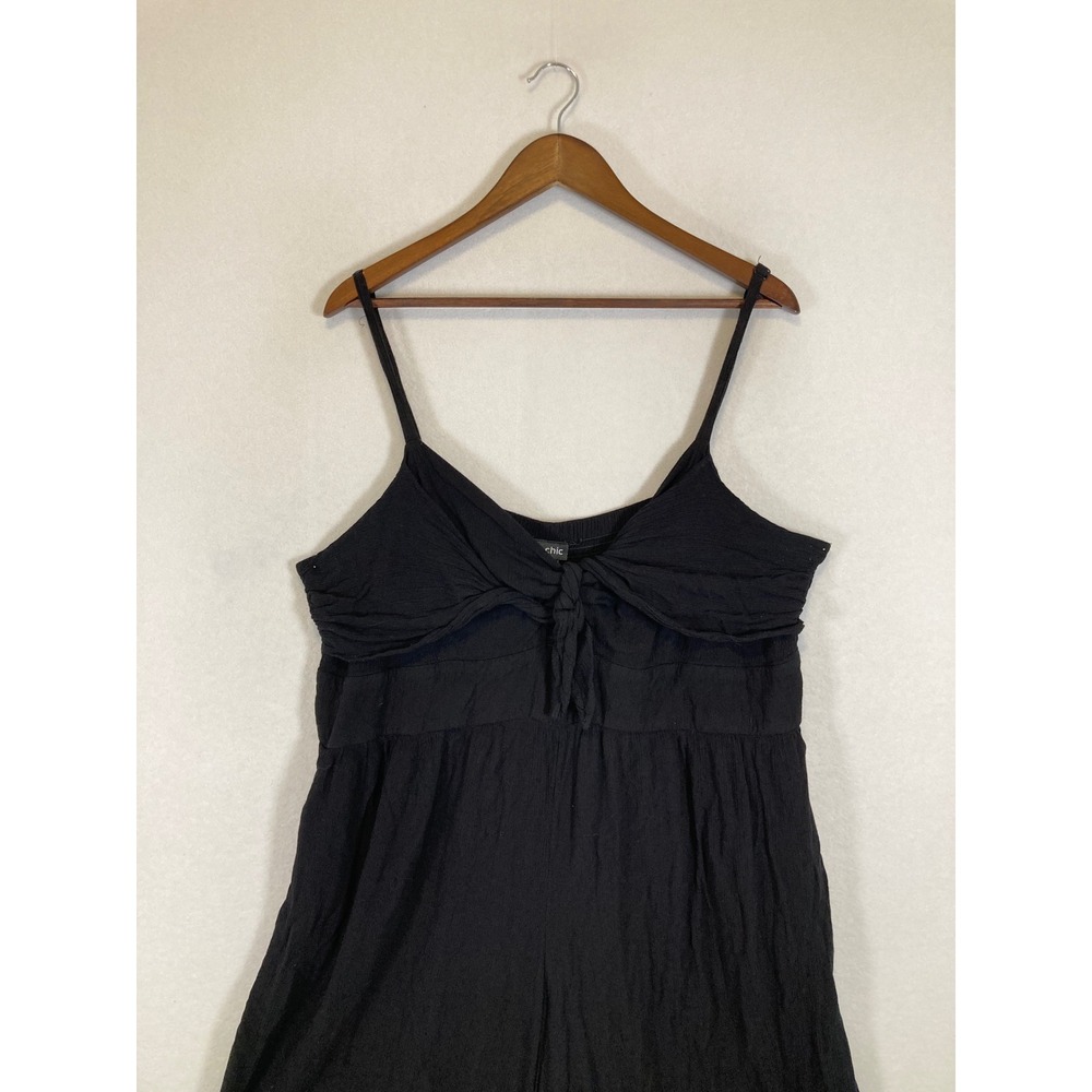 Boho City Chic Women XL/22 Black Tie Front Wide Leg Smocked Back Jumpsuit - Picture 9 of 12